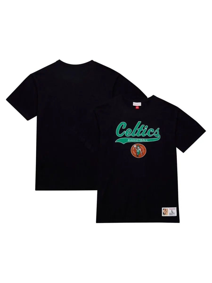 Mitchell & Ness Мужская черная футболка Boston Celtics Hardwood Classics с фетровой аппликацией и — изображение 1 из 5