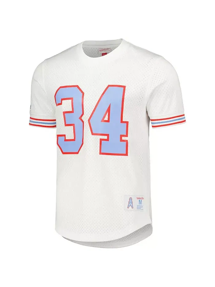 Мужская футболка с сеткой Earl Campbell White Houston Oilers Gridiron Classics с именем и номером — изображение 3 из 3