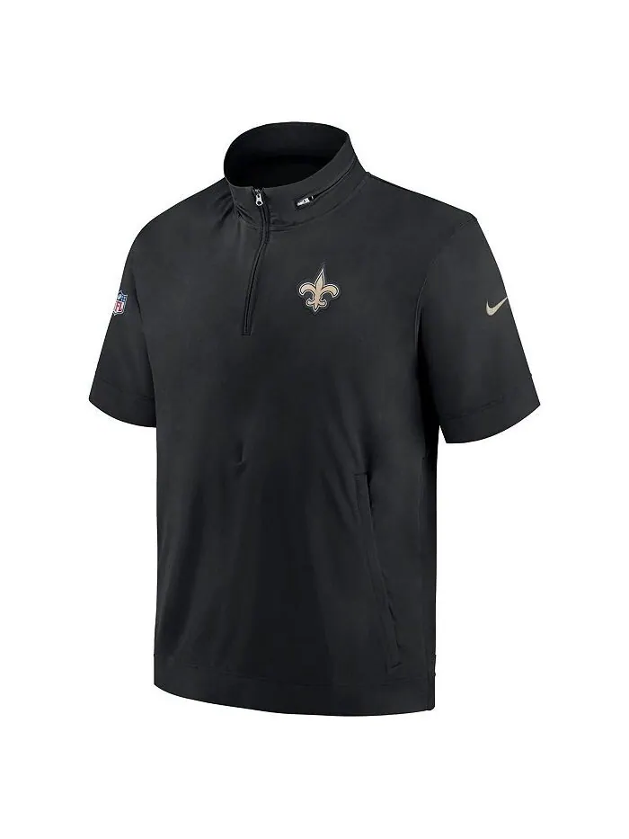 Мужская черная толстовка с короткими рукавами New Orleans Saints Sideline Coach, куртка с молнией — изображение 3 из 3