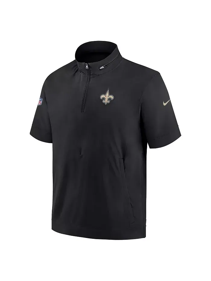 Мужская черная худи с молнией на четверть и короткими рукавами New Orleans Saints Sideline Coach — изображение 3 из 3