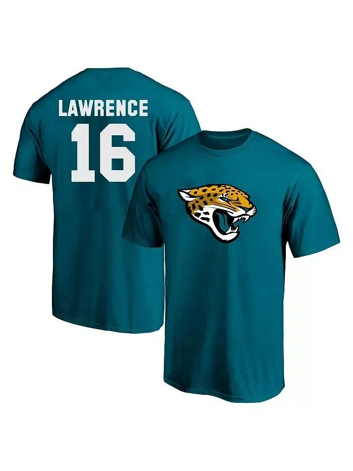 Мужская футболка с именем игрока Trevor Lawrence Teal Jacksonville Jaguars Big Tall Fanatics — изображение 1 из 3