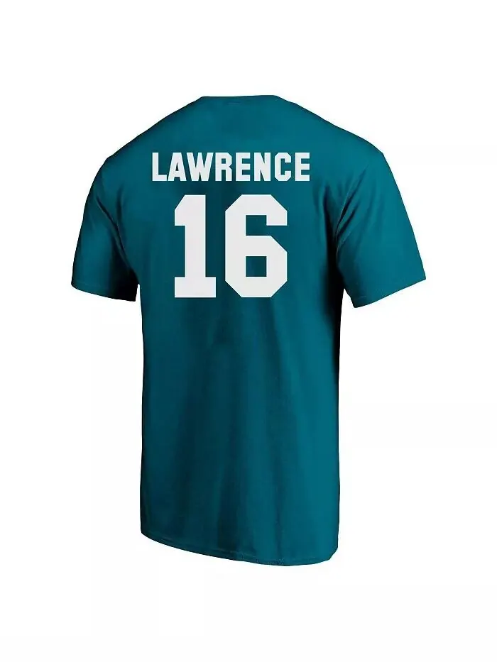 Мужская футболка с именем игрока Trevor Lawrence Teal Jacksonville Jaguars Big Tall Fanatics — изображение 3 из 3