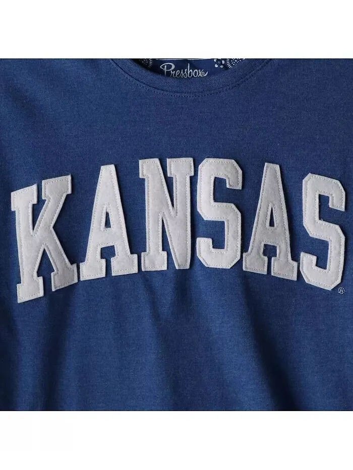 Женская футболка с длинным рукавом Royal Kansas Jayhawks Two-Hit Canyon, цвет меланж Pressbox — изображение 4 из 4