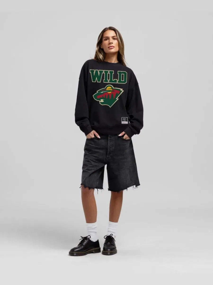 Свитшот оверсайз с принтом Minnesota Wild Core Mitchell & Ness — изображение 1 из 2, черный