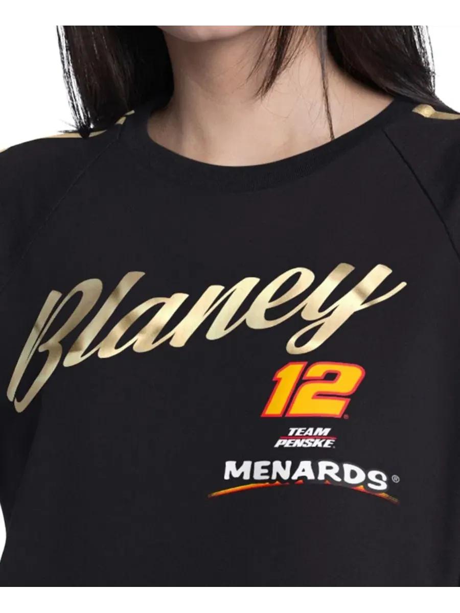 Футболка-реглан с золотой отделкой Ryan Blaney G-III 4Her by Carl Banks — изображение 3 из 3, черный