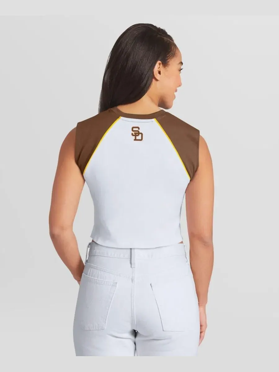 Женский топ-безрукавка с кроп-кроем и принтом San Diego Padres Cooperstown WEAR by Erin Andrews — изображение 2 из 2, белый
