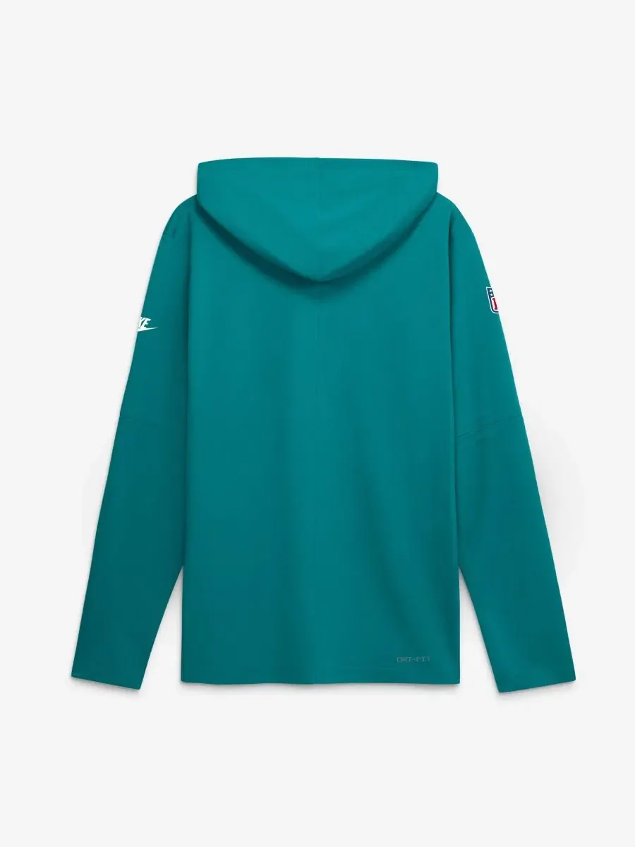 Футболка с капюшоном и длинным рукавом Nike Miami Dolphins Sideline Dri-FIT — изображение 4 из 4, голубой