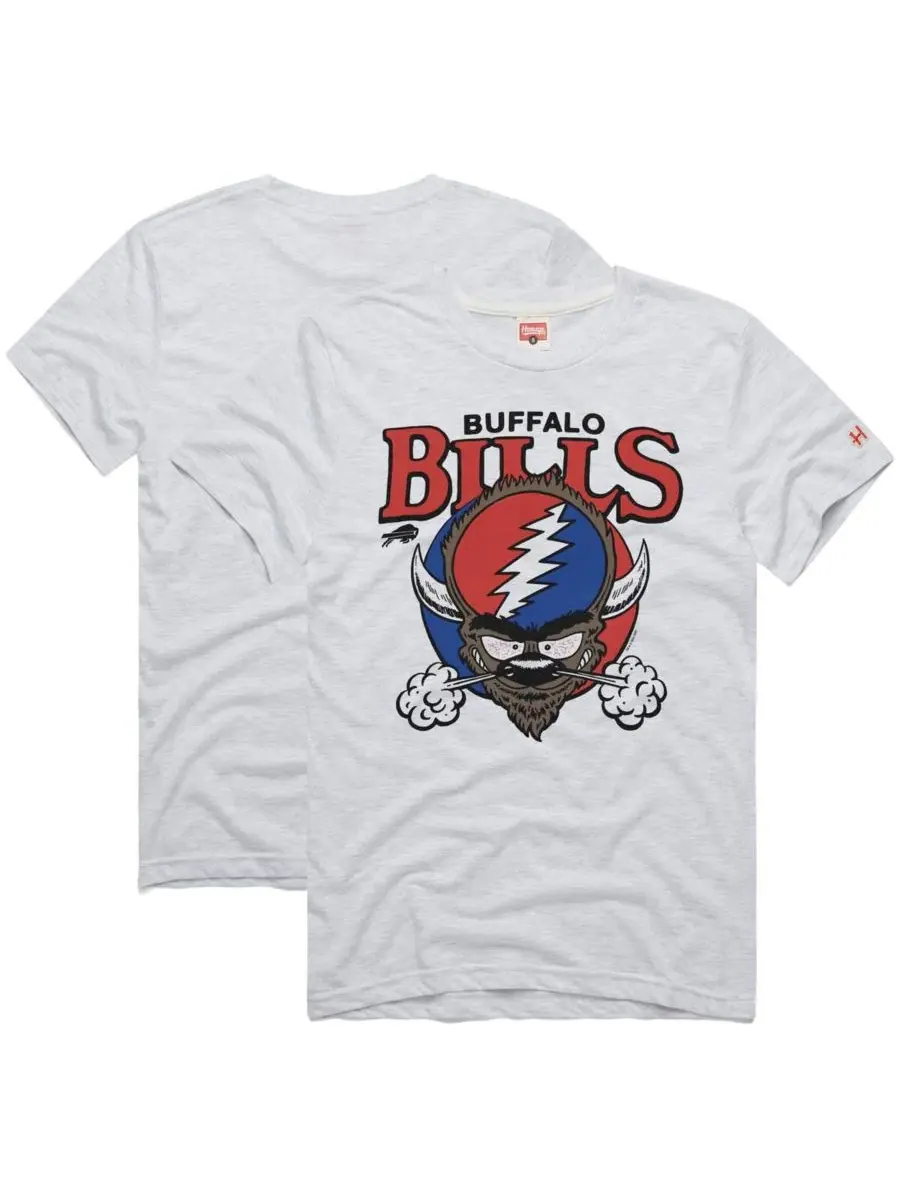 Футболка с коротким рукавом с принтом Buffalo Bills NFL x Grateful Dead Homage — изображение 1 из 3, пепельный