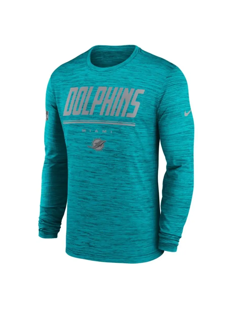Футболка с длинным рукавом Dri-FIT с перекрестным окрашиванием Nike — изображение 2 из 3, голубой