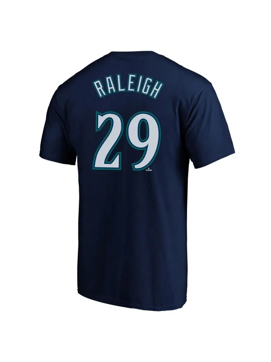Футболка с длинным рукавом Cal Raleigh Name and Number Fanatics — изображение 2 из 3, темно-синий