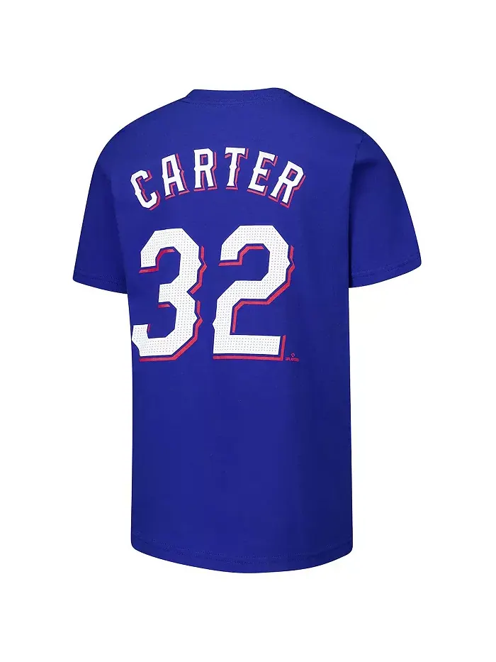 Футболка с именем и номером Evan Carter, Texas Rangers, для мальчиков и девочек Nike — изображение 3 из 3
