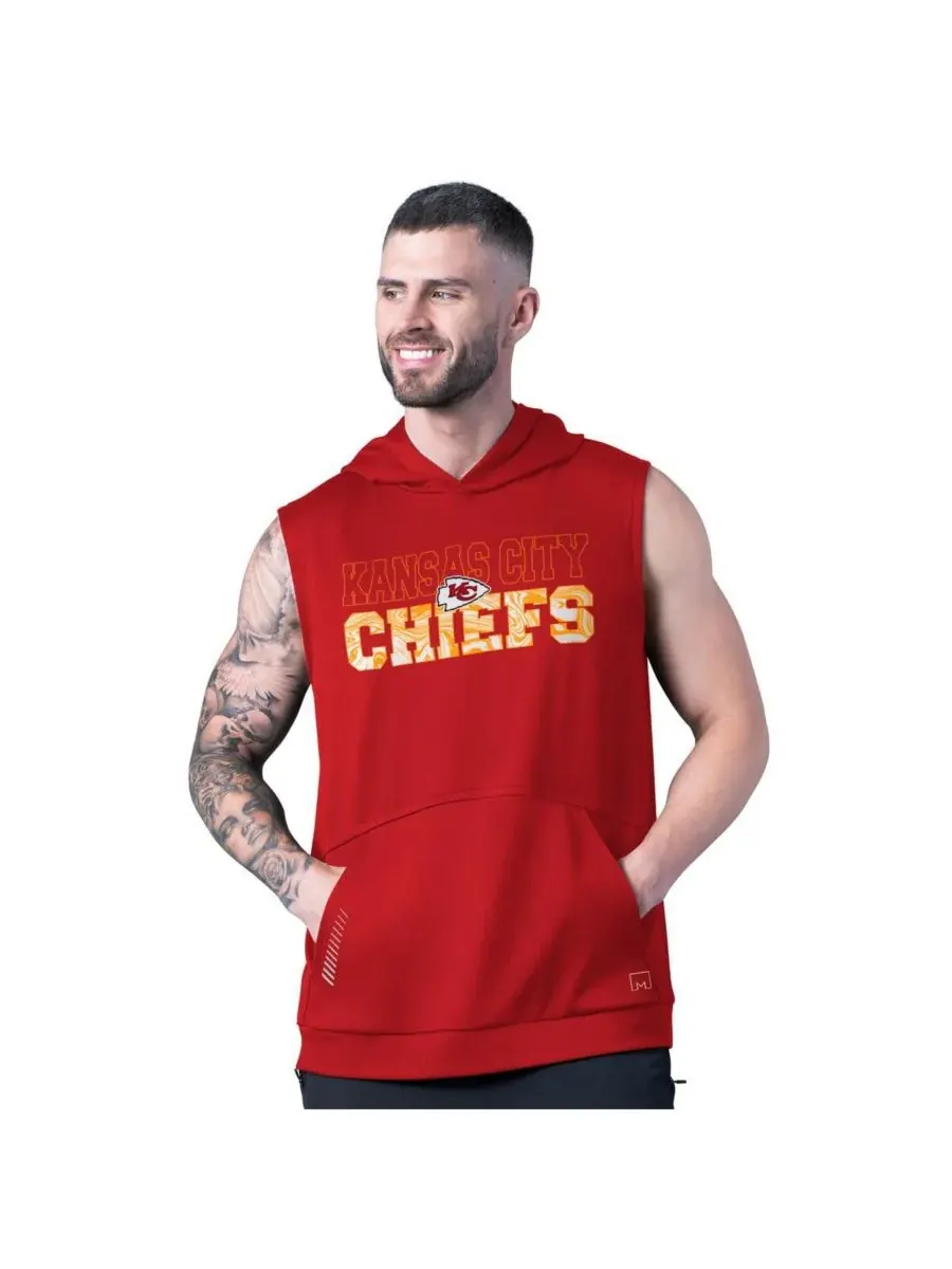 MSX by Michael Strahan Мужская красная толстовка без рукавов Kansas City Chiefs Tri-Blend Rebound — изображение 1 из 4