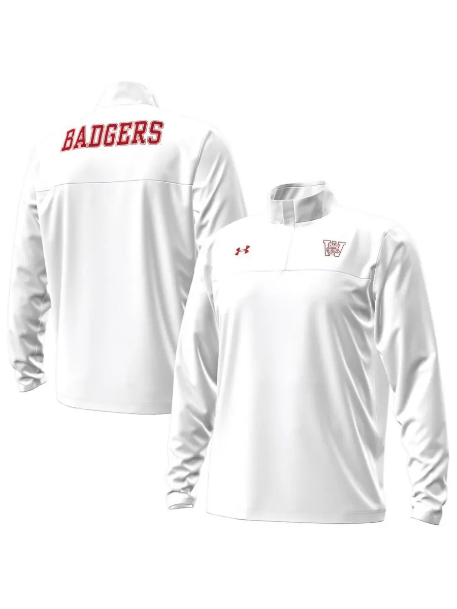 Under Armour Мужская белая толстовка на молнии с символикой команды Wisconsin Badgers образца 1980 — изображение 1 из 3