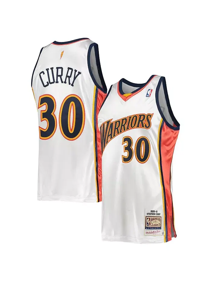 Мужская футболка Stephen Curry White Golden State Warriors 2009-10 Hardwood Classics Authentic — изображение 1 из 3