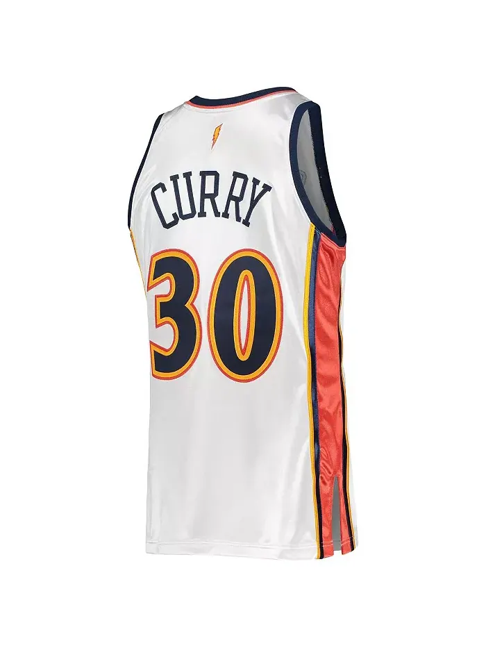 Мужская футболка Stephen Curry White Golden State Warriors 2009-10 Hardwood Classics Authentic — изображение 2 из 3