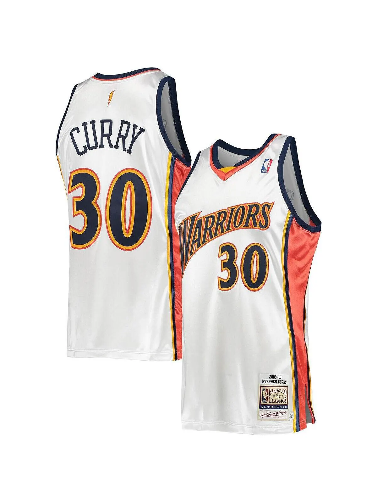 Мужская белая футболка Golden State Warriors Стивена Карри 2009-10 Hardwood Classics Authentic — изображение 1 из 3, белый