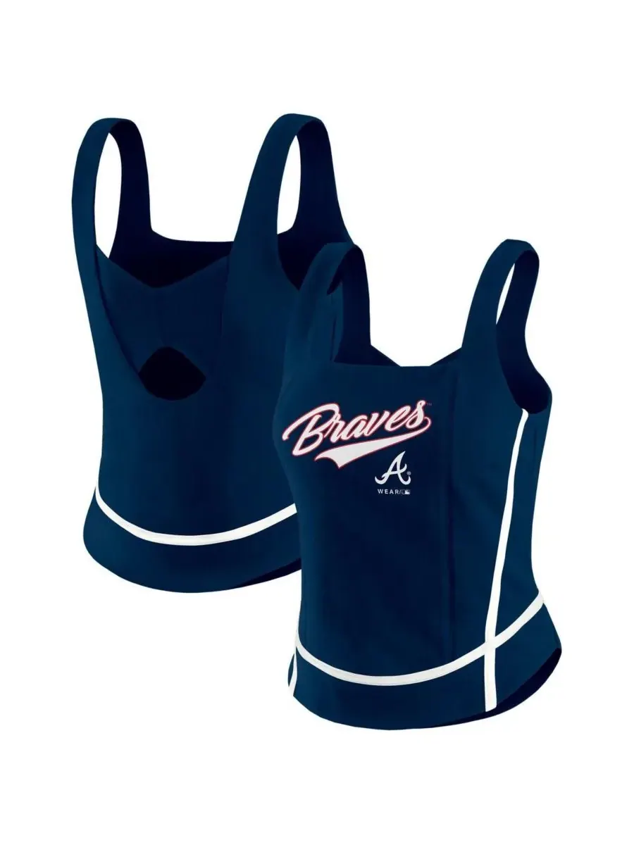 WEAR by Erin Andrews Женская темно-синяя майка с квадратным вырезом Atlanta Braves — изображение 1 из 3, темно-синий