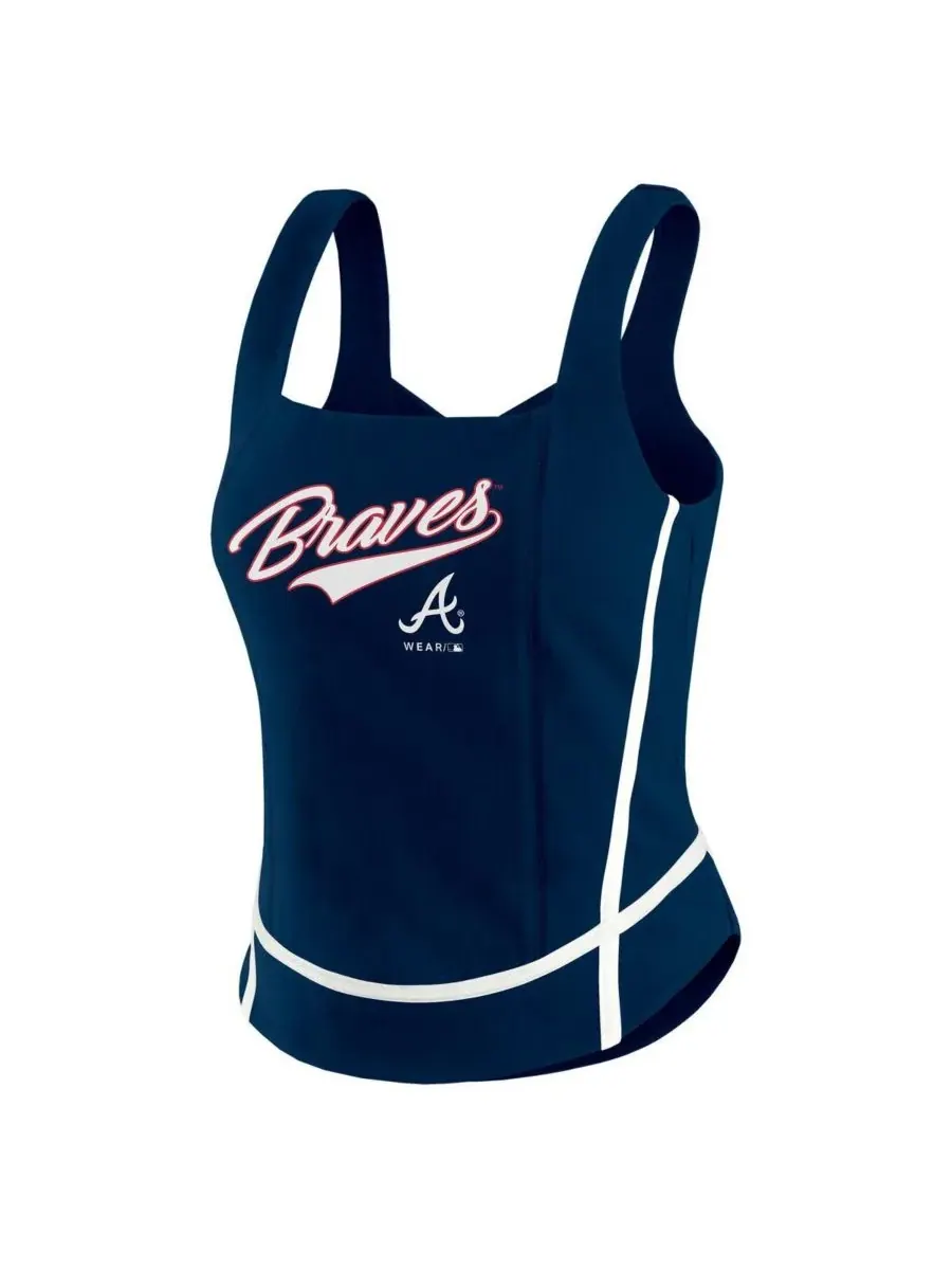 WEAR by Erin Andrews Женская темно-синяя майка с квадратным вырезом Atlanta Braves — изображение 3 из 3, темно-синий