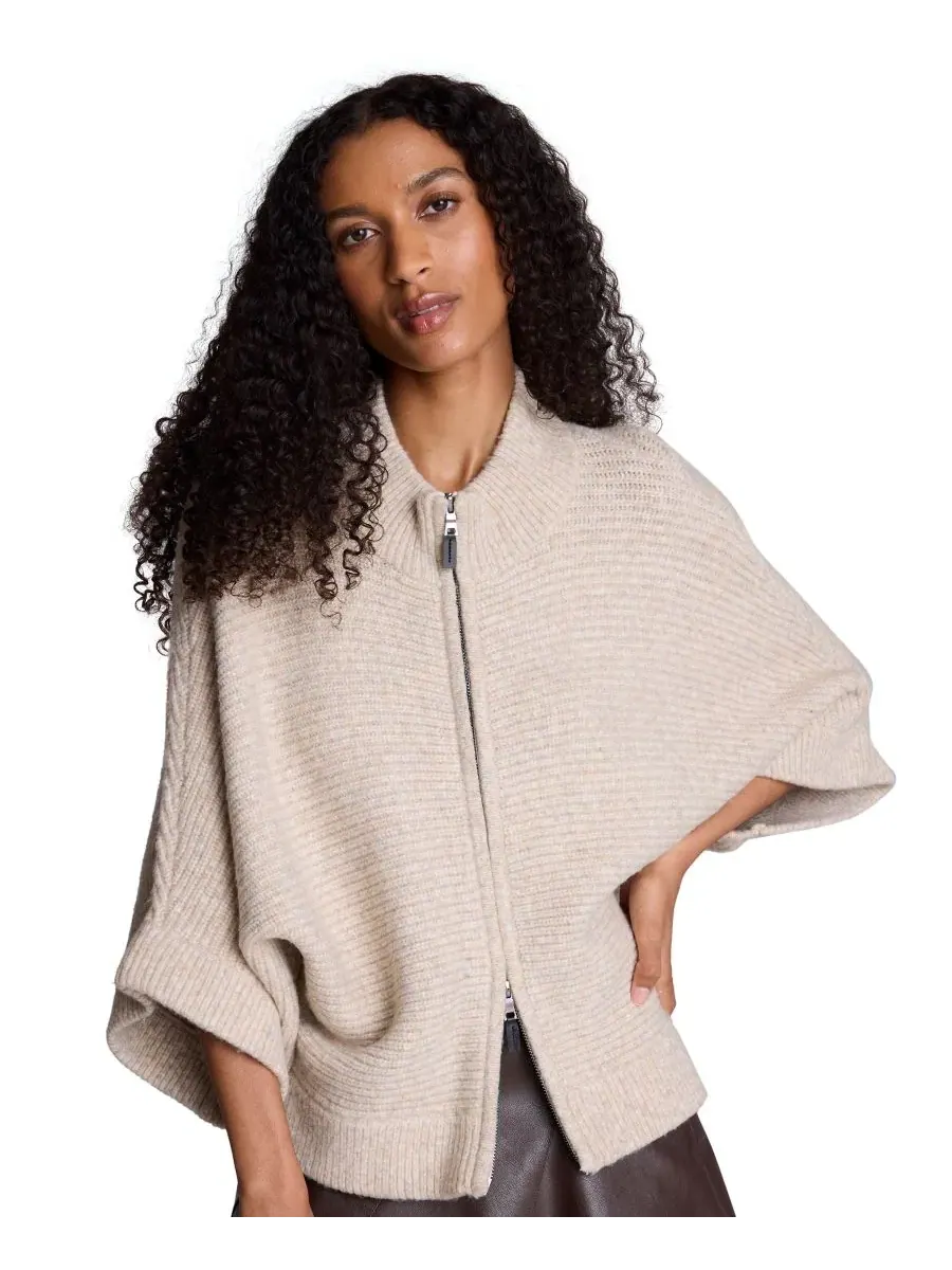 Кардиган на молнии с рукавом до локтя Dolman Kenneth Cole, Driftwood Heather — изображение 1 из 6