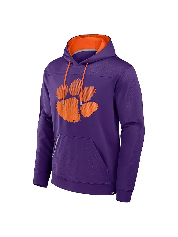 Мужская фиолетовая толстовка с капюшоном Clemson Tigers Defender Dot Faded Primary Fanatics — изображение 2 из 3