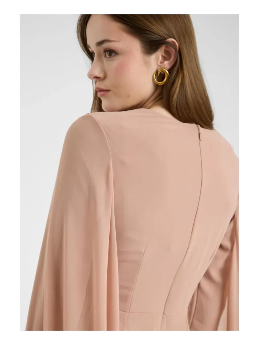 Женское скромное шифоновое платье-макси с топом-запахом Maryisa, Taupe Blush — изображение 5 из 5