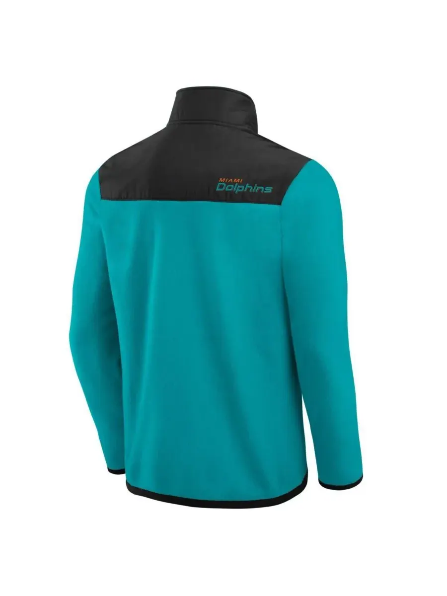 Мужская флисовая куртка Aqua Miami Dolphins с цветными блоками, на молнии Fanatics — изображение 4 из 5, голубой