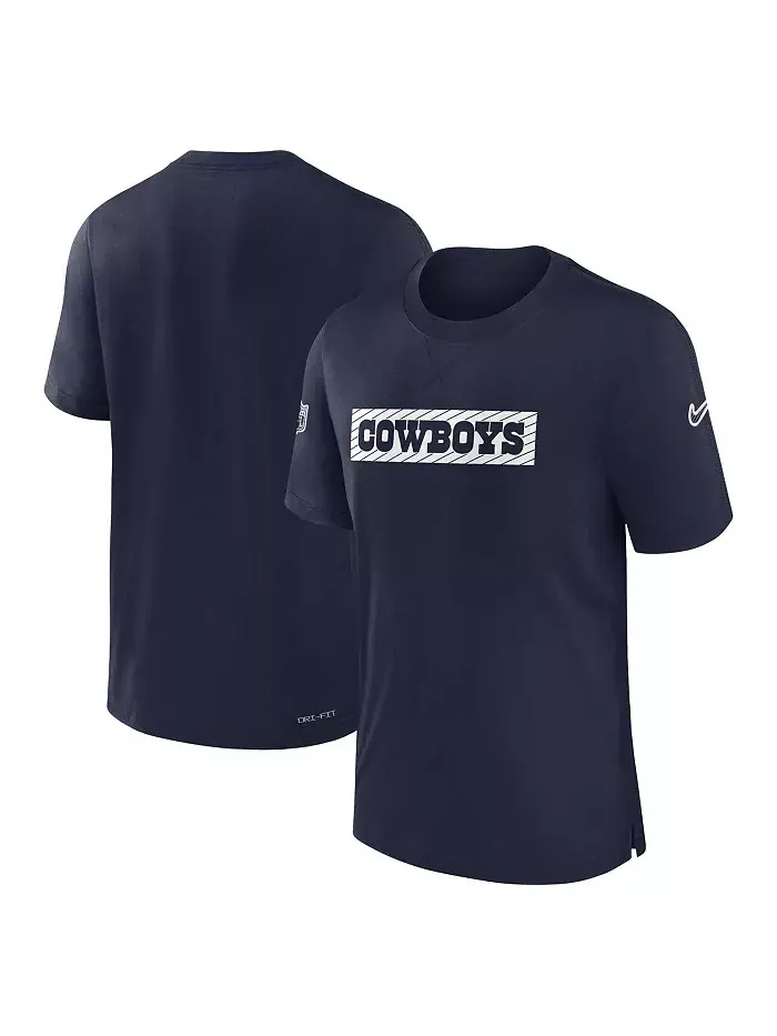 Мужская футболка Navy Dallas Cowboys 2024/25 Sideline Player Tri-Blend Performance Nike — изображение 1 из 3