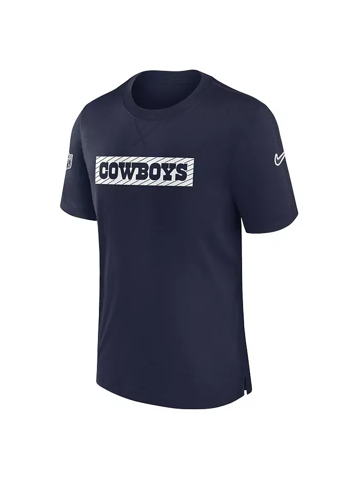 Мужская футболка Navy Dallas Cowboys 2024/25 Sideline Player Tri-Blend Performance Nike — изображение 2 из 3
