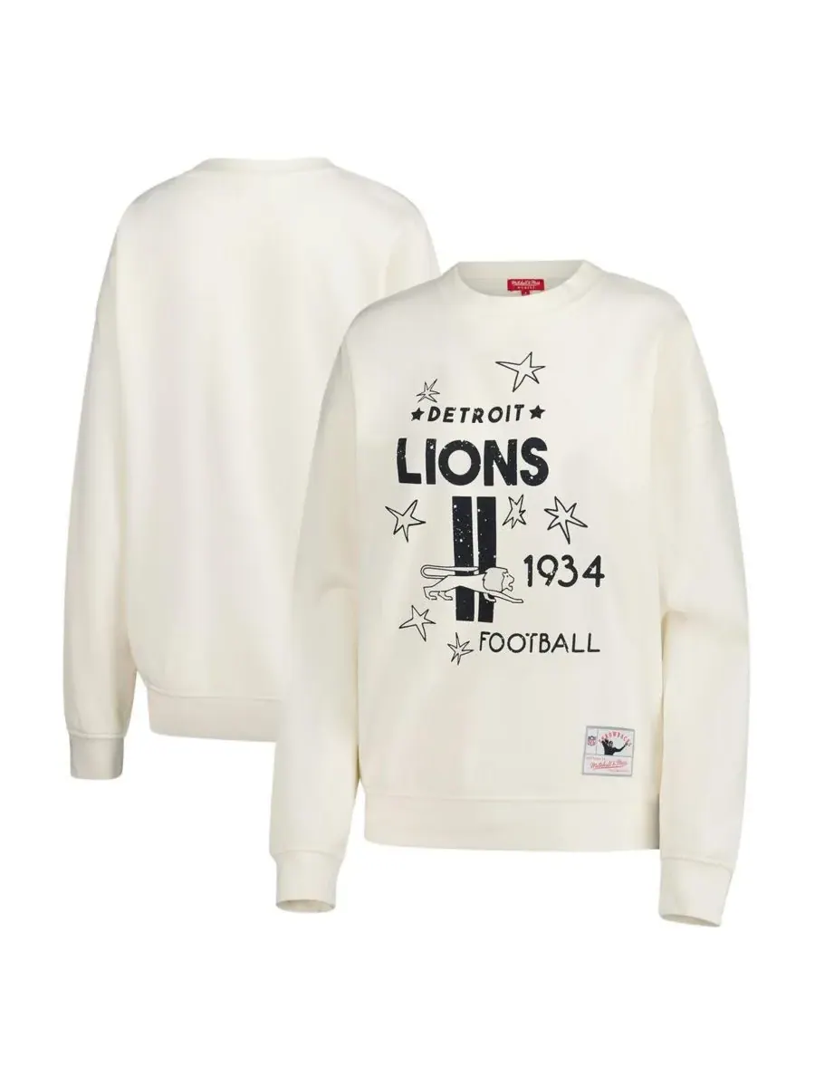 Mitchell & Ness Женская кремовая толстовка с изображением команды Detroit Lions и логотипом — изображение 1 из 3, бежевый