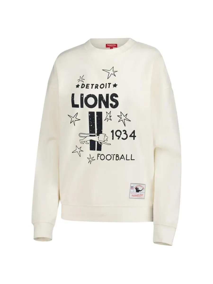 Mitchell & Ness Женская кремовая толстовка с изображением команды Detroit Lions и логотипом — изображение 3 из 3, бежевый