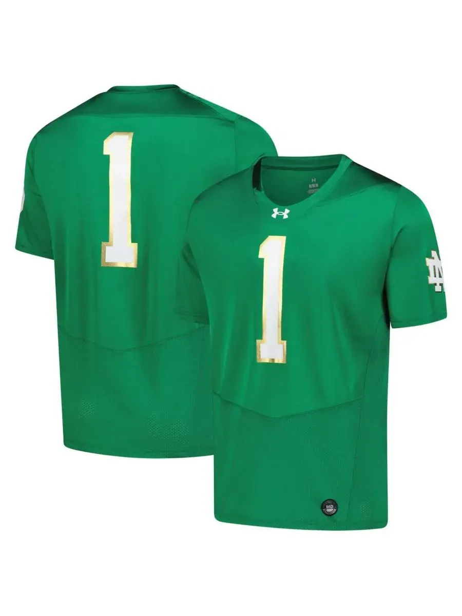 Under Armour Мужская зеленая футбольная майка Notre Dame Fighting Irish (реплика)