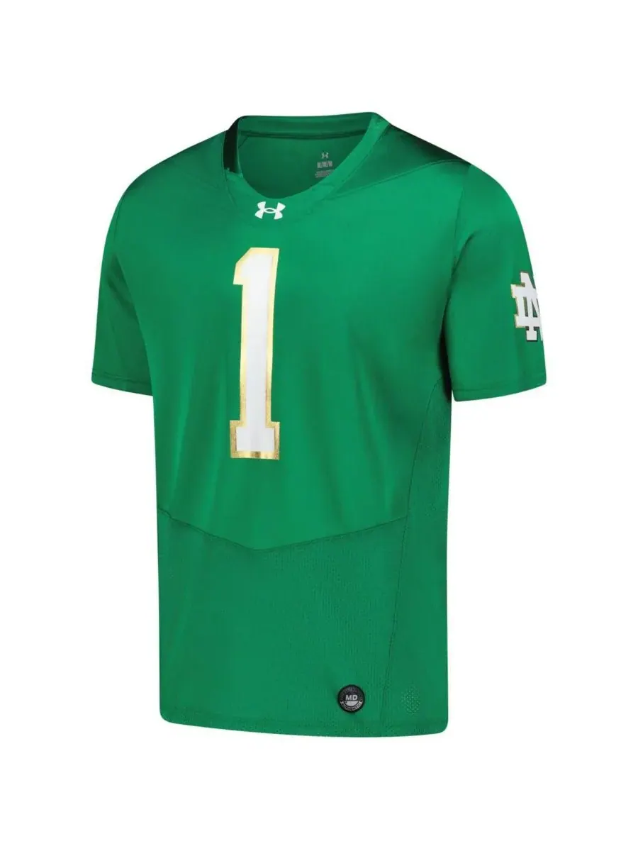 Under Armour Мужская зеленая футбольная майка Notre Dame Fighting Irish (реплика) — изображение 2 из 3, зеленый