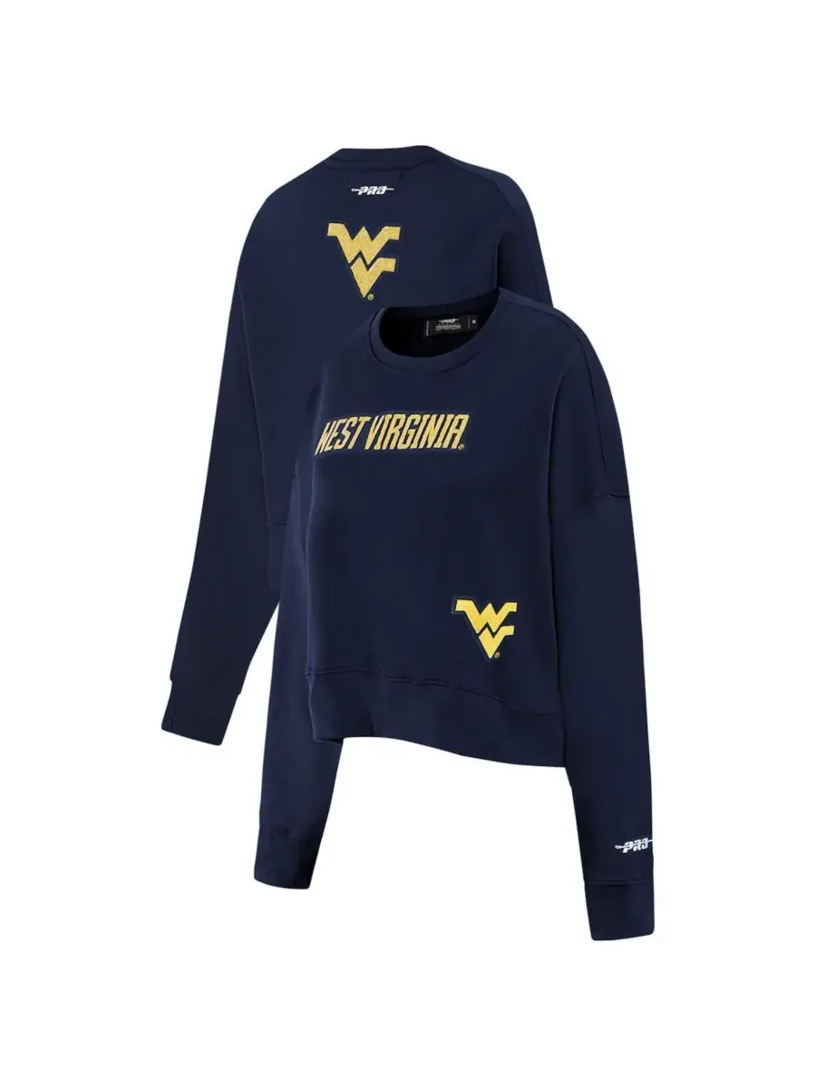 Pro Standard Женская укороченная толстовка свободного кроя с пайетками West Virginia Mountaineers — изображение 1 из 5
