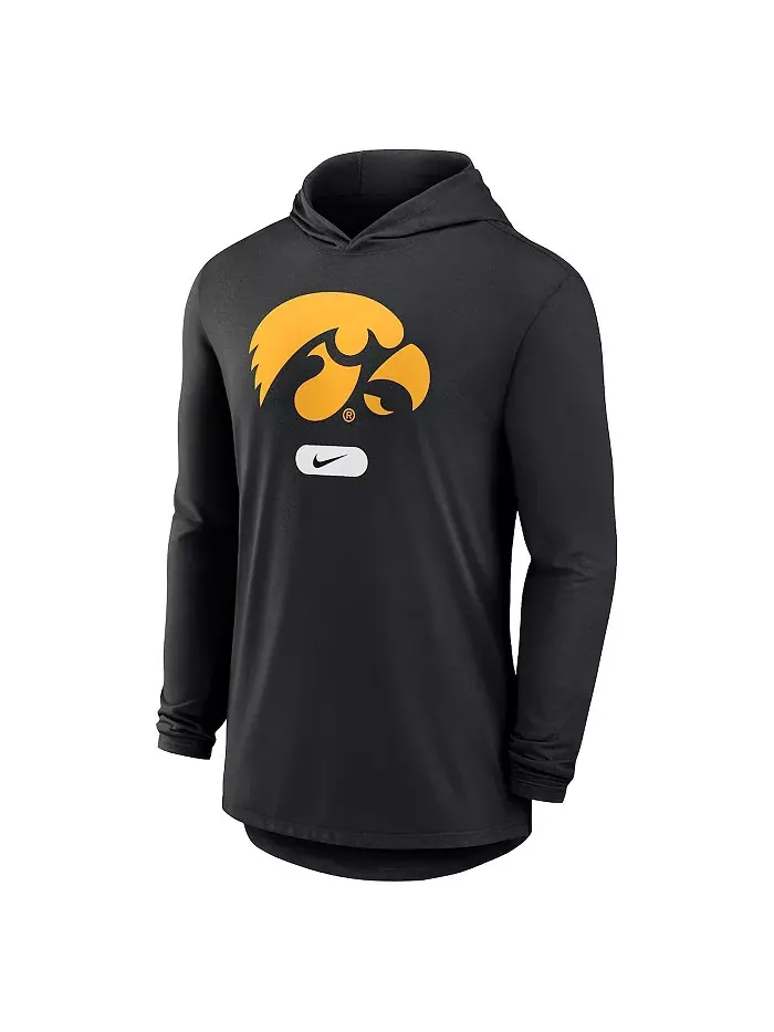 Мужская черная легкая толстовка с длинными рукавами Iowa Hawkeyes для занятий спортом Nike — изображение 2 из 3