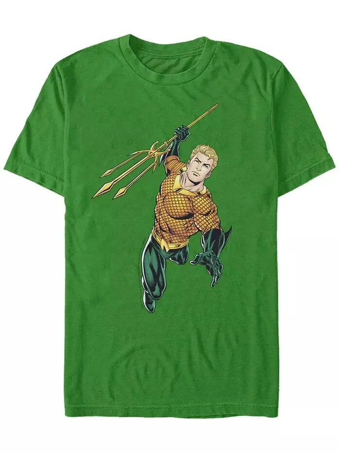 Футболка DC Men's Aquaman Trident Action Pose с коротким рукавом Fifth Sun