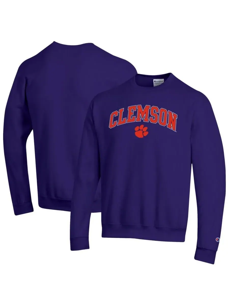Champion Мужская фиолетовая толстовка с логотипом Clemson Tigers в виде арки — изображение 1 из 3, фиолетовый