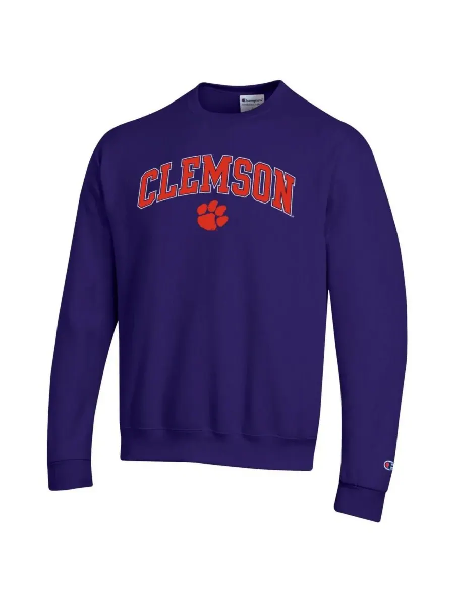 Champion Мужская фиолетовая толстовка с логотипом Clemson Tigers в виде арки — изображение 3 из 3, фиолетовый