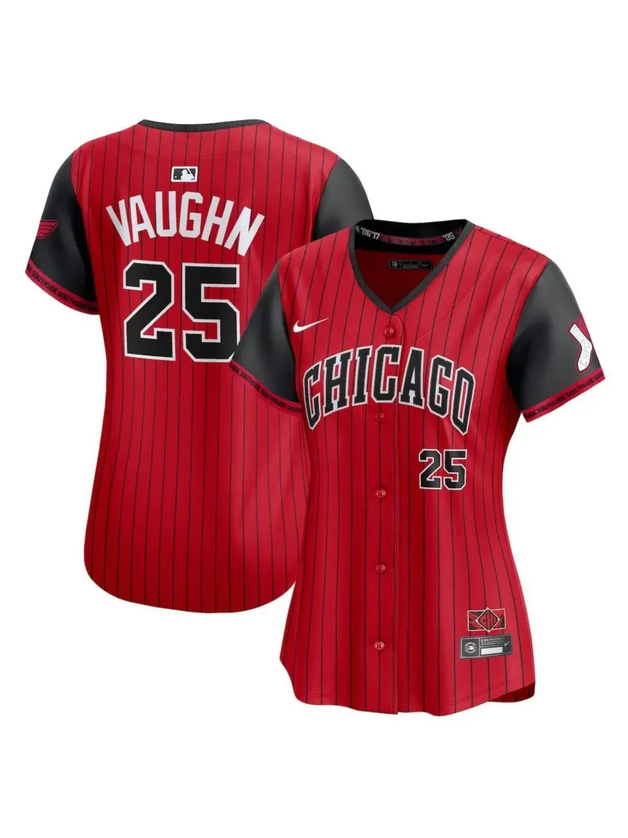Nike Женская футболка Andrew Vaughn Red/Black Chicago White Sox 2025 City Connect Limited Player — изображение 1 из 3