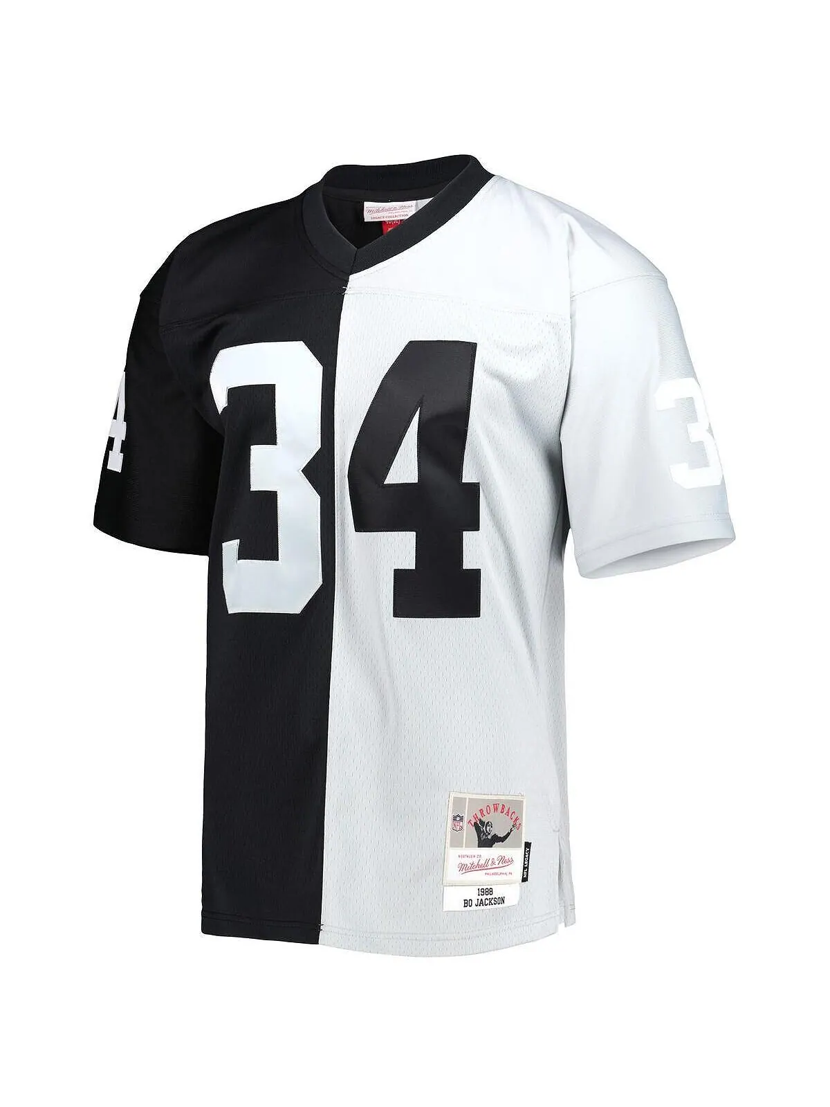 Футболка Mitchell & Ness bo jackson black and silver las vegas raiders 1988 split legacy — изображение 3 из 3