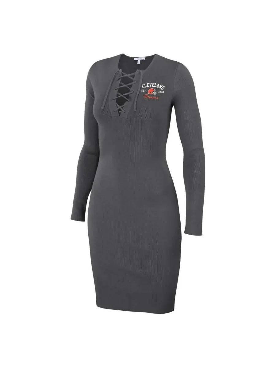 WEAR by Erin Andrews Женское платье с длинными рукавами и шнуровкой цвета угольно-серого цвета с — изображение 3 из 3
