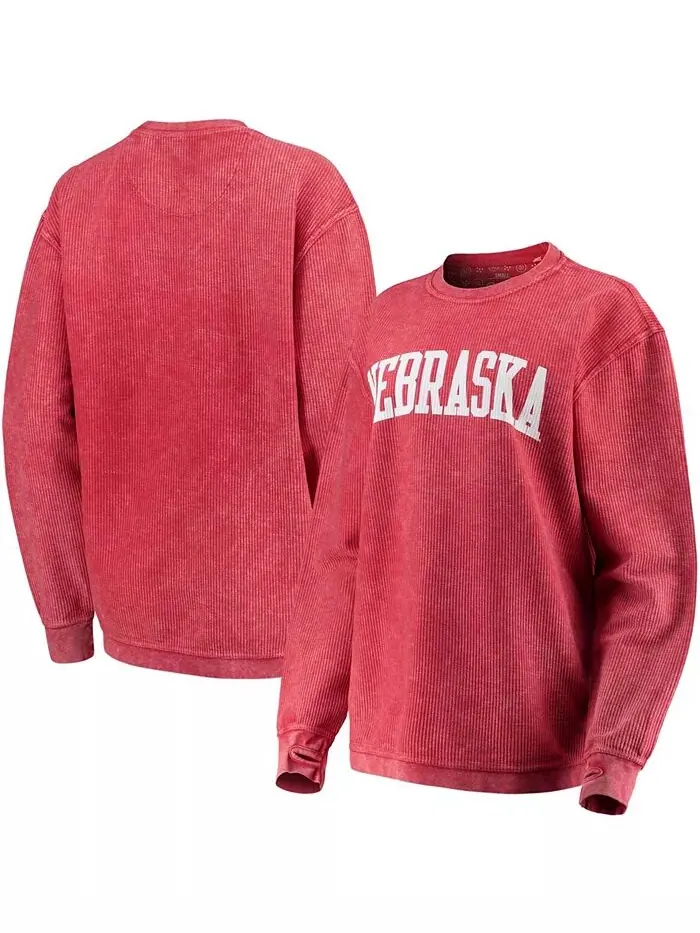Женская толстовка-пуловер Scarlet Nebraska Huskers Comfy Cord Vintage-Like Wash Basic Arch Pressbox