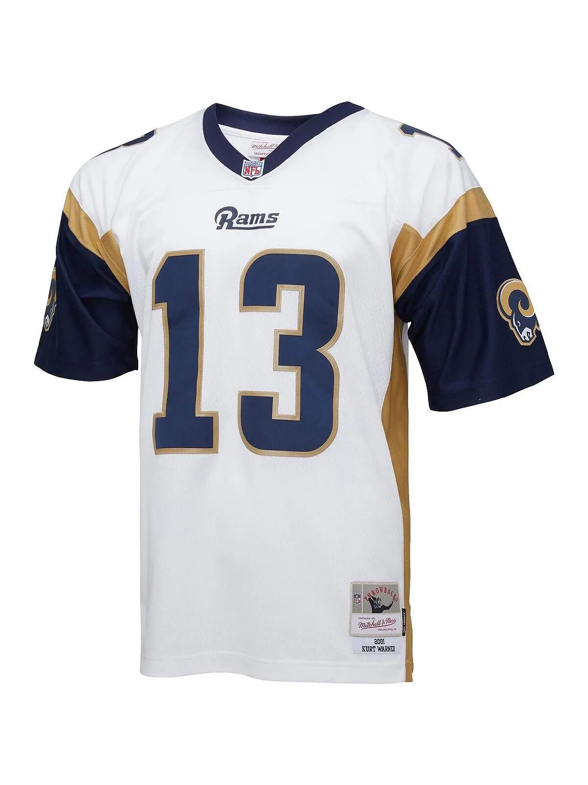 Мужская белая футболка Курта Уорнера Los Angeles Rams Big and Tall 2001 года, реплика вышедшего на — изображение 3 из 3