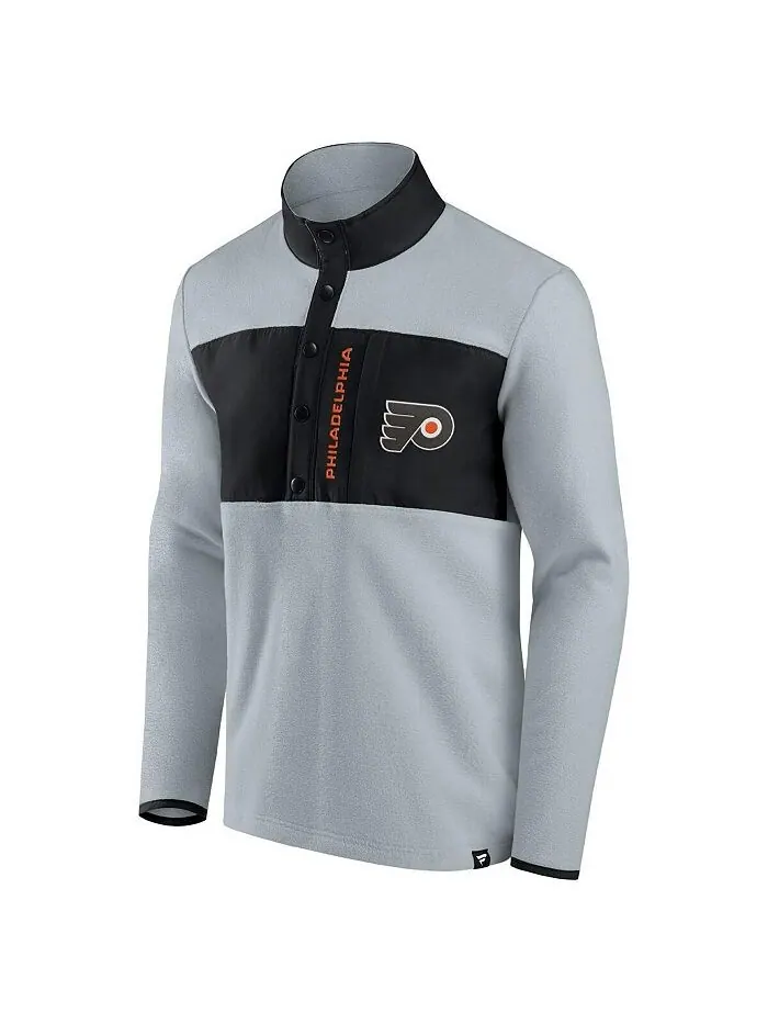 Мужская фирменная серо-черная куртка Philadelphia Flyers Omni из флиса на четверть кнопки Fanatics — изображение 2 из 2