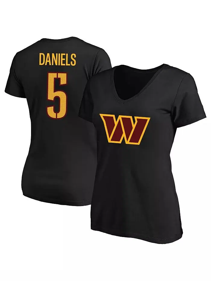 Женская футболка Jayden Daniels Black Washington Commanders Plus Size с именем игрока и номером и — изображение 1 из 3