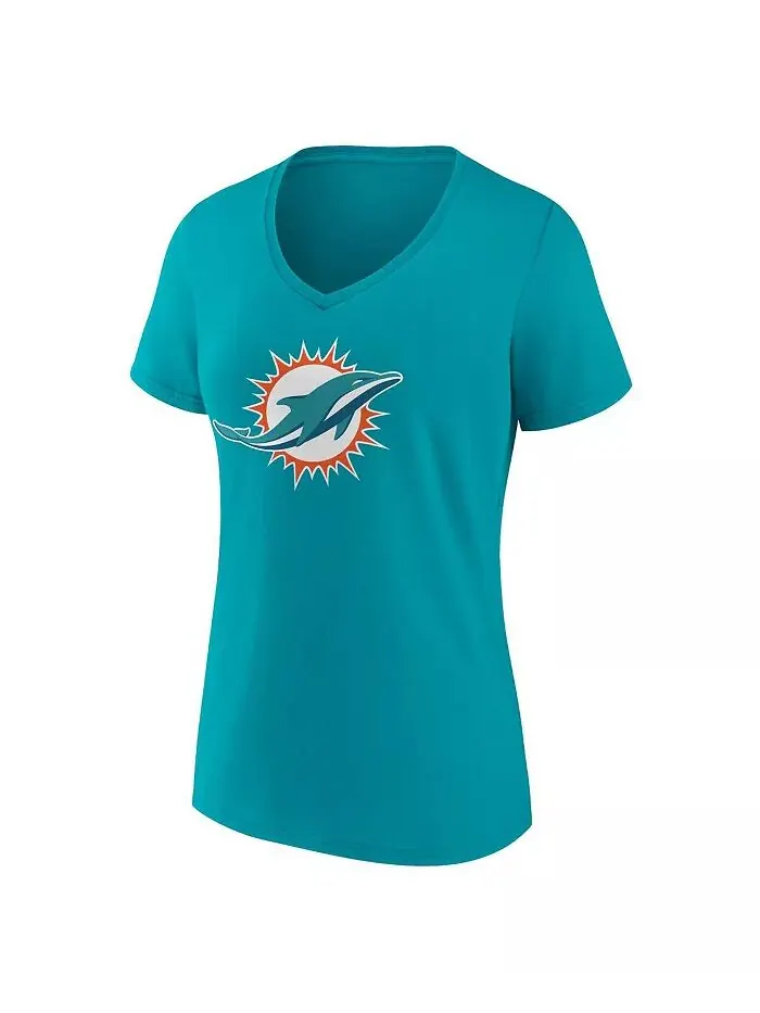 Женская футболка Tyreek Hill Aqua Miami Dolphins с именем и номером игрока и V-образным вырезом — изображение 2 из 2