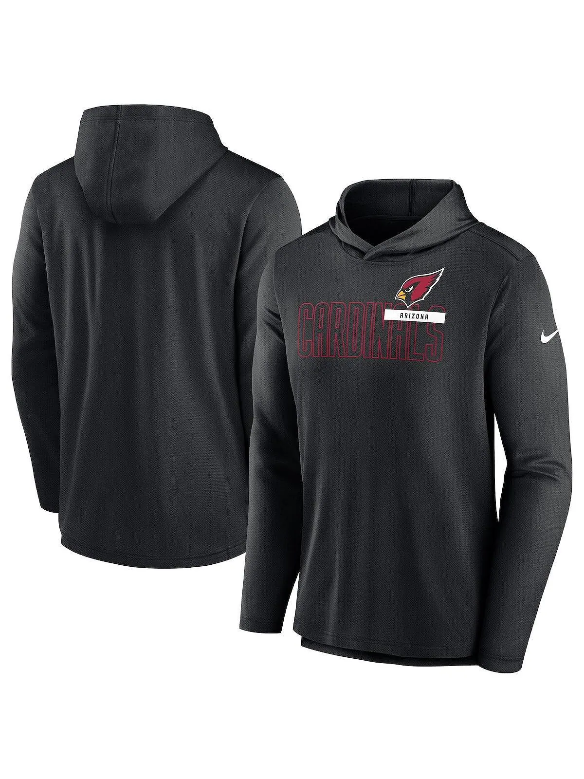 Мужская черная толстовка с капюшоном arizona cardinals performance team Nike — изображение 1 из 3, черный