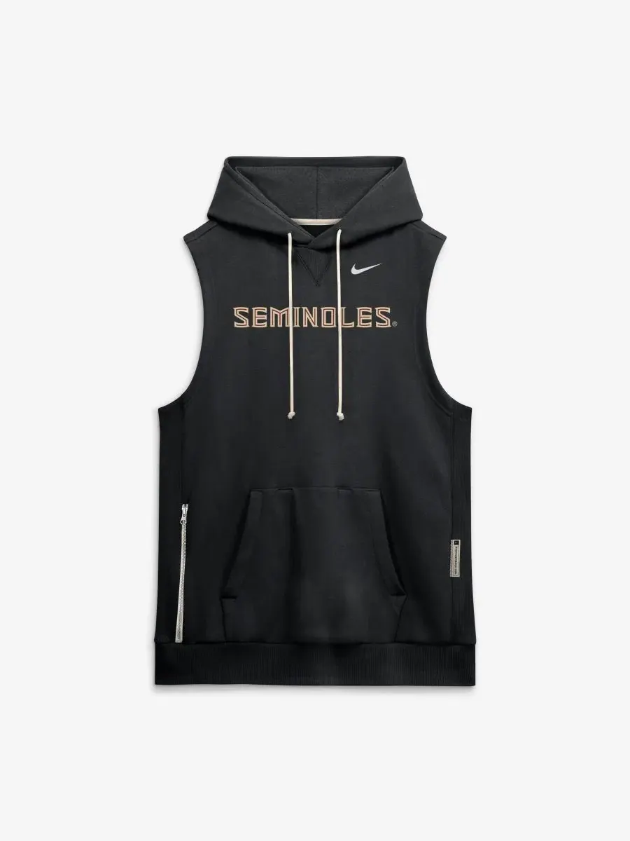 Худи без рукавов с принтом Florida State Seminoles 2026 Sideline Sleeveless Dri-FIT Hoodie Nike — изображение 2 из 5, черный