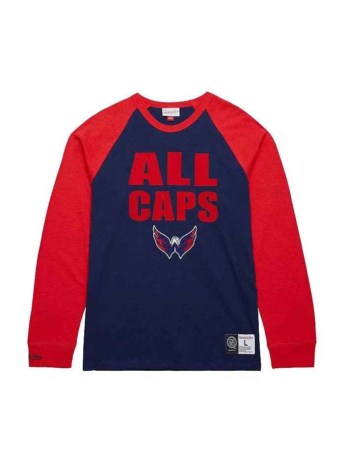 Мужская футболка с длинным рукавом Washington Capitals Legendary Slub Raglan в цвете Navy/Red — изображение 1 из 5