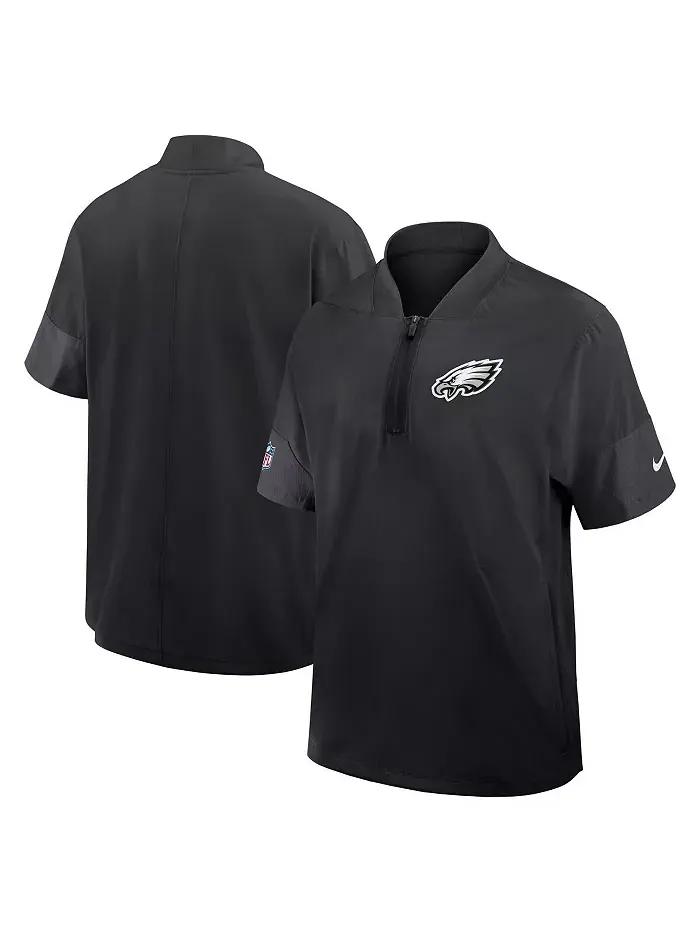 Мужская черная тренерская куртка Philadelphia Eagles Sideline с короткими рукавами и