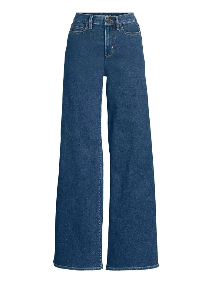 Женские джинсы Recover Denim с высокой талией и очень широкими штанинами Lands' End — изображение 4 из 4